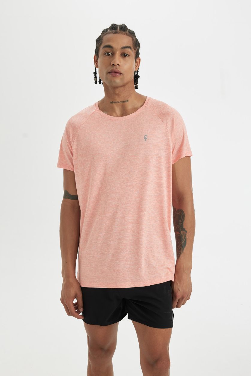 MAN Orange Melange Standard Fit Crew Neck Heavy Fabric T-Shirt