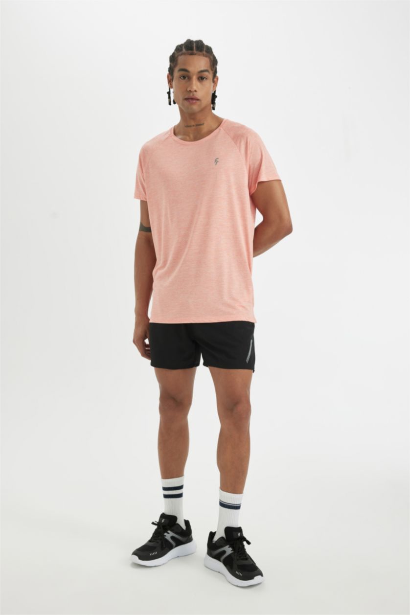 MAN Orange Melange Standard Fit Crew Neck Heavy Fabric T-Shirt