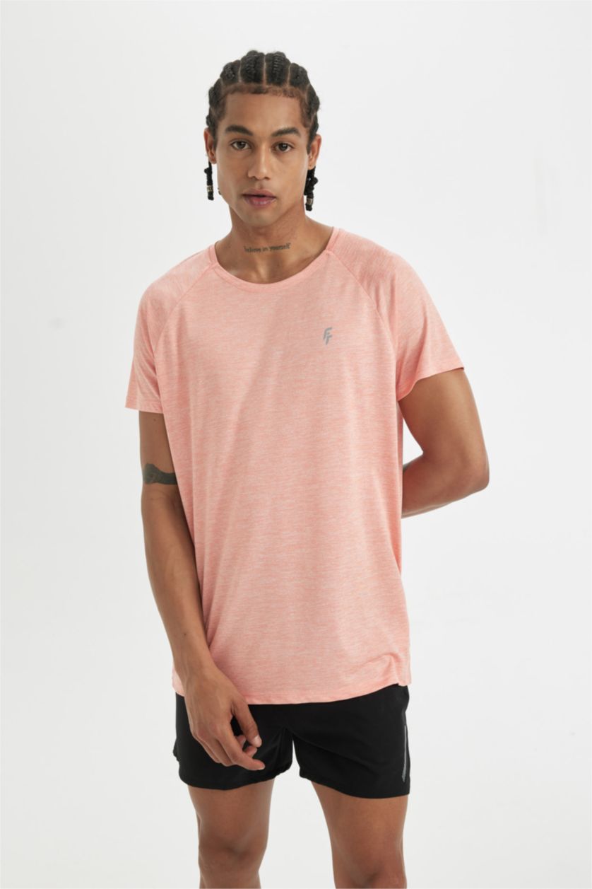 MAN Orange Melange Standard Fit Crew Neck Heavy Fabric T-Shirt