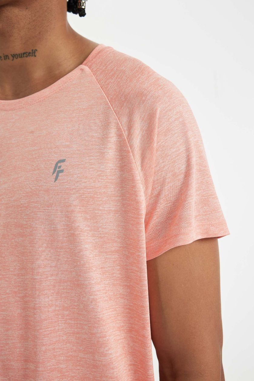 MAN Orange Melange Standard Fit Crew Neck Heavy Fabric T-Shirt