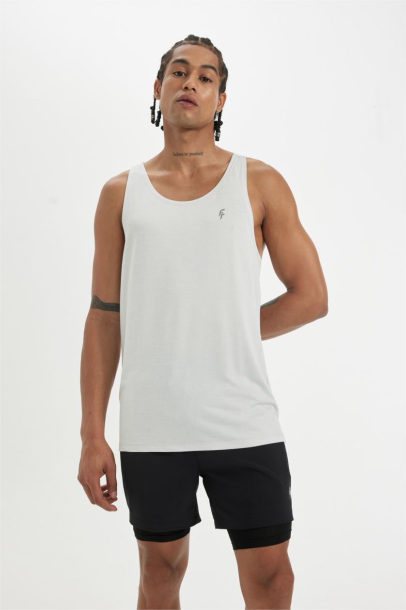 MAN Light Grey DeFactoFit Standard Fit Heavy Fabric Tank Top