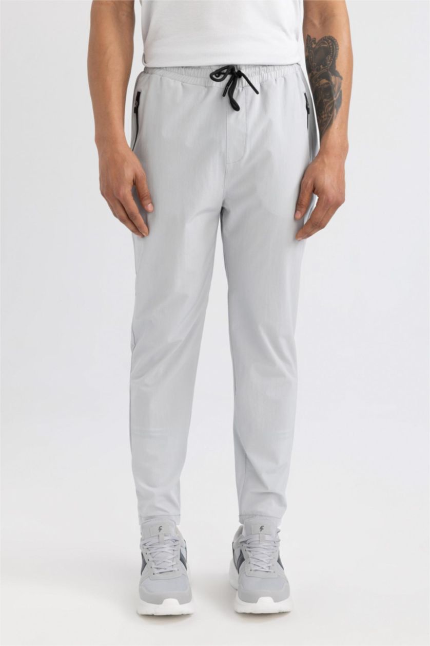 Man Light Grey DeFactoFit Slim Fit Double Pocket Standard Leg Jogger