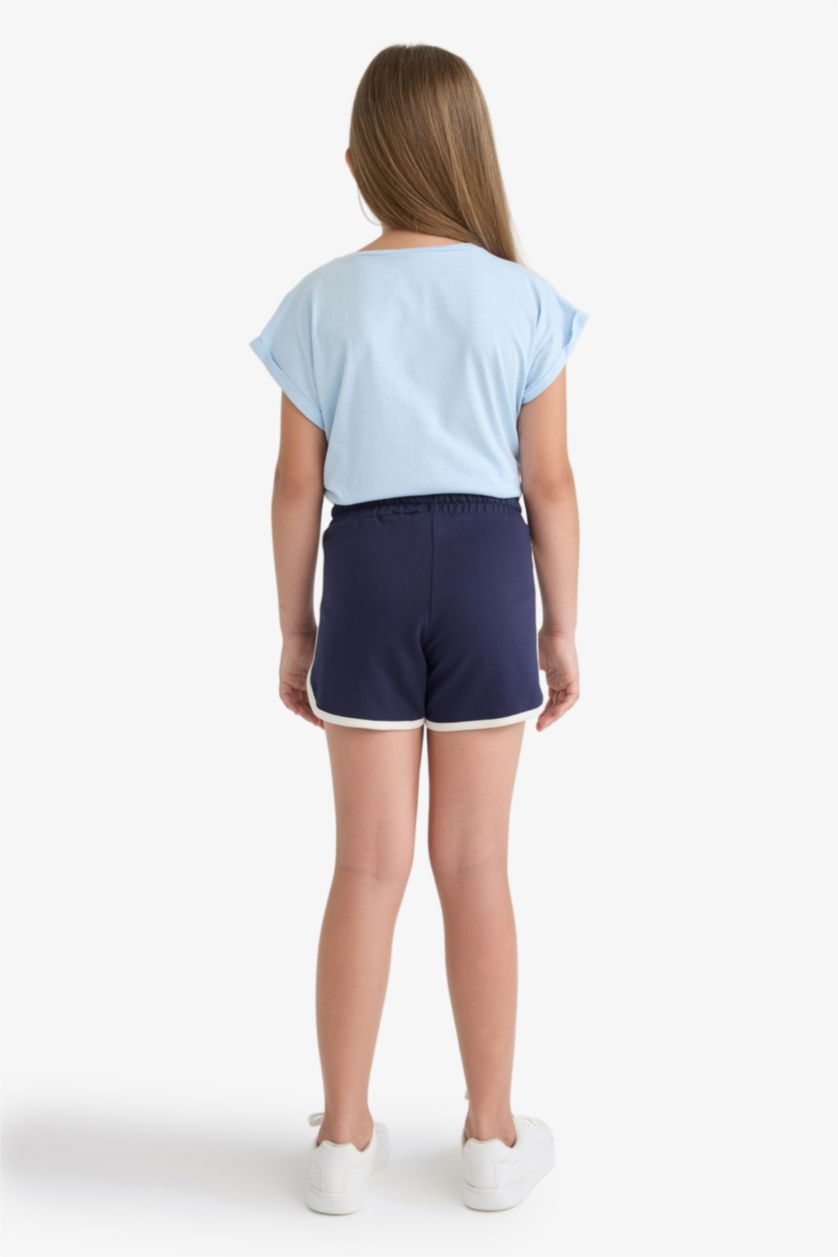 Kız Çocuk - Genç Kız Lacivert Beli Lastikli Basic Düz Şort Kız Çocuk