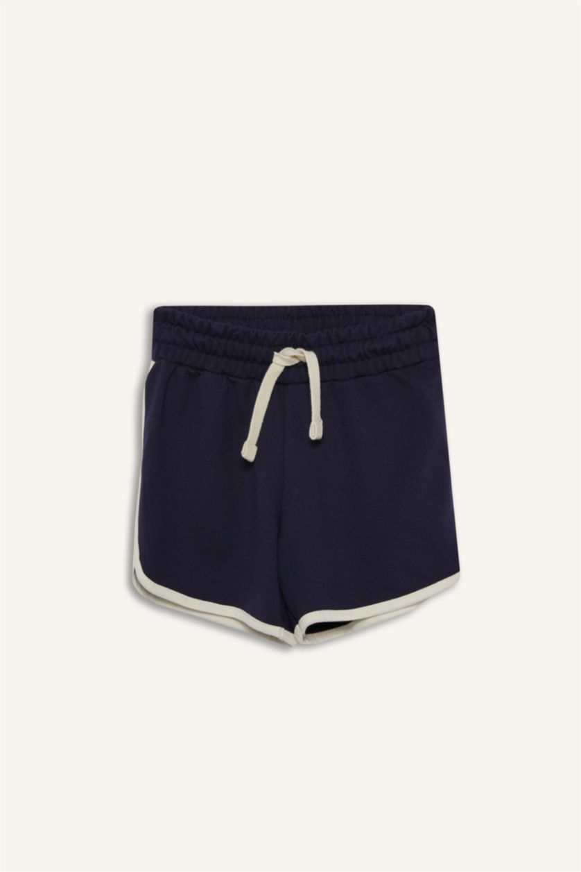 Kız Çocuk - Genç Kız Lacivert Beli Lastikli Basic Düz Şort Kız Çocuk