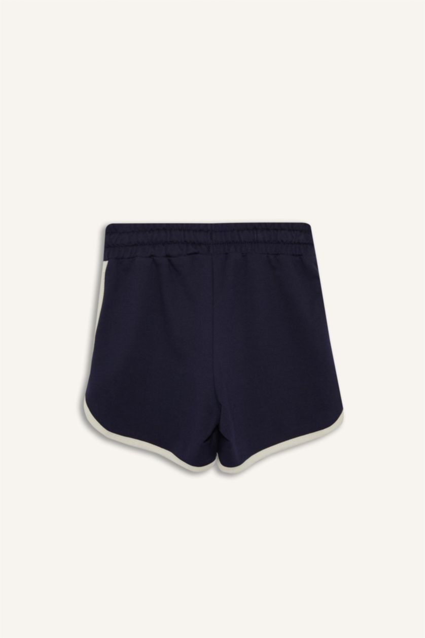 Kız Çocuk - Genç Kız Lacivert Beli Lastikli Basic Düz Şort Kız Çocuk