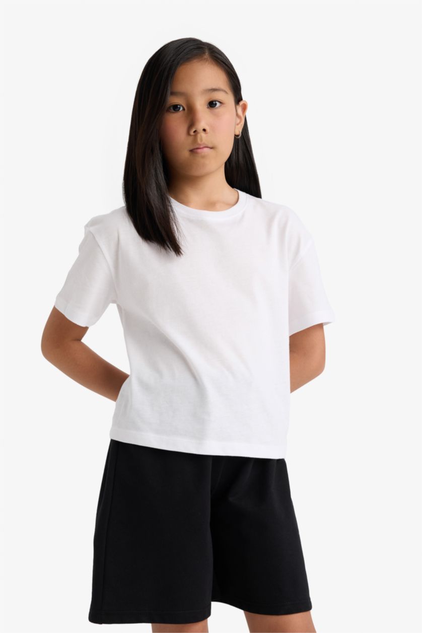 Kız Çocuk - Genç Kız Siyah Basic Düz Bermuda Şort Kız Çocuk