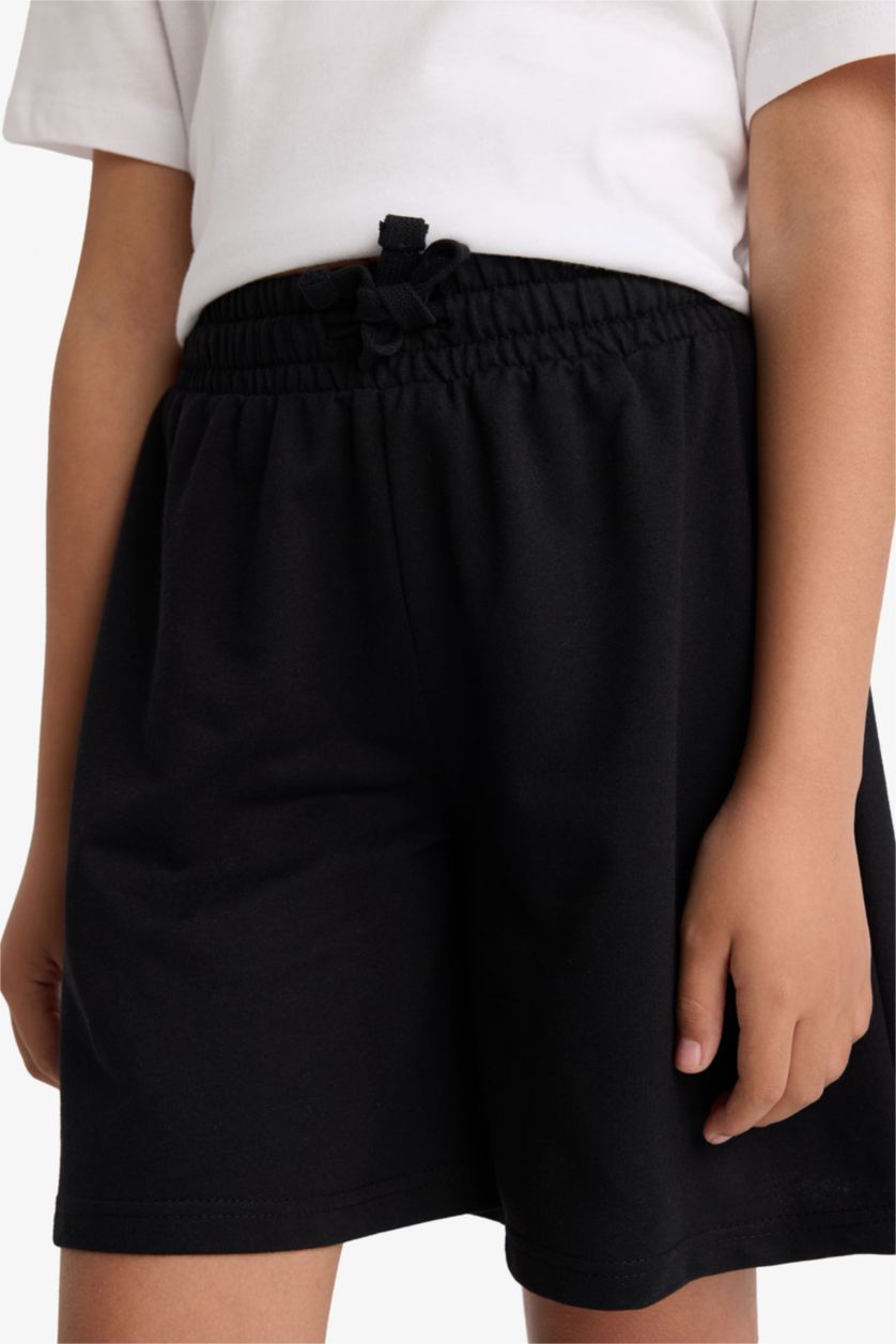 Kız Çocuk - Genç Kız Siyah Basic Düz Bermuda Şort Kız Çocuk