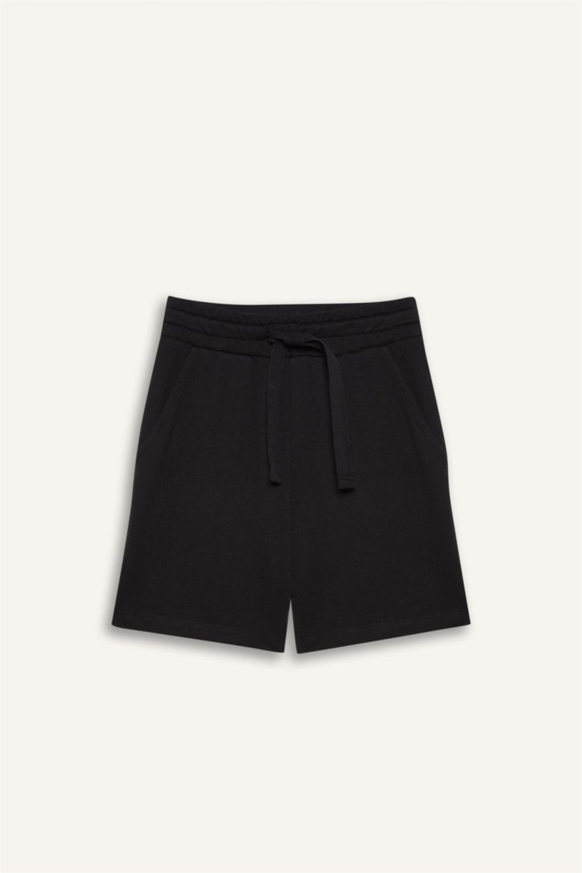 Kız Çocuk - Genç Kız Siyah Basic Düz Bermuda Şort Kız Çocuk