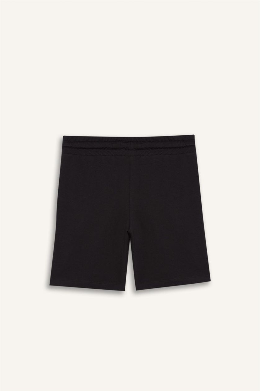 Kız Çocuk - Genç Kız Siyah Basic Düz Bermuda Şort Kız Çocuk