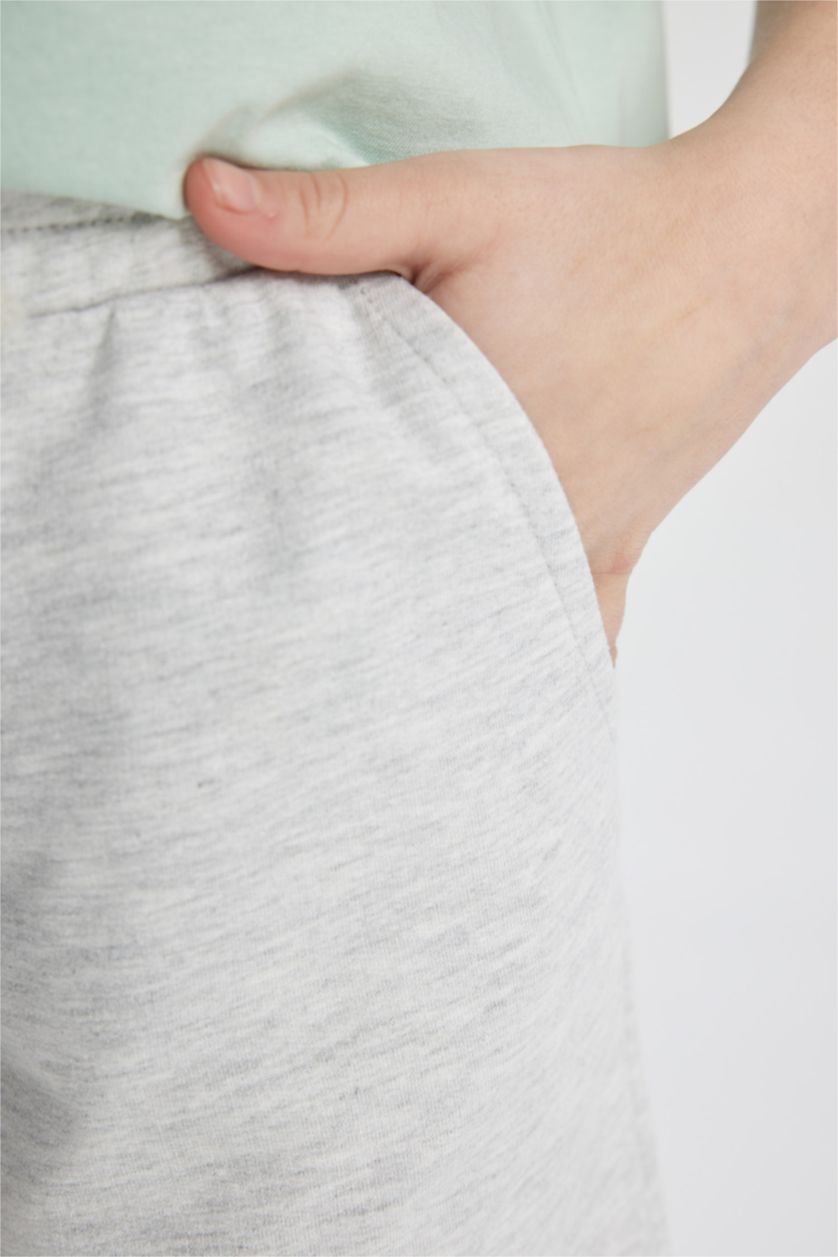 Kız Çocuk - Genç Kız Açık Gri Melange Basic Bermuda Şort Kız Çocuk