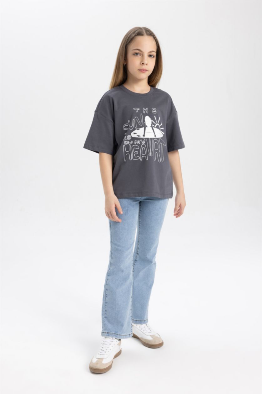 بنات أنثرا تيشيرت بناتي نص كم قصة مريحة