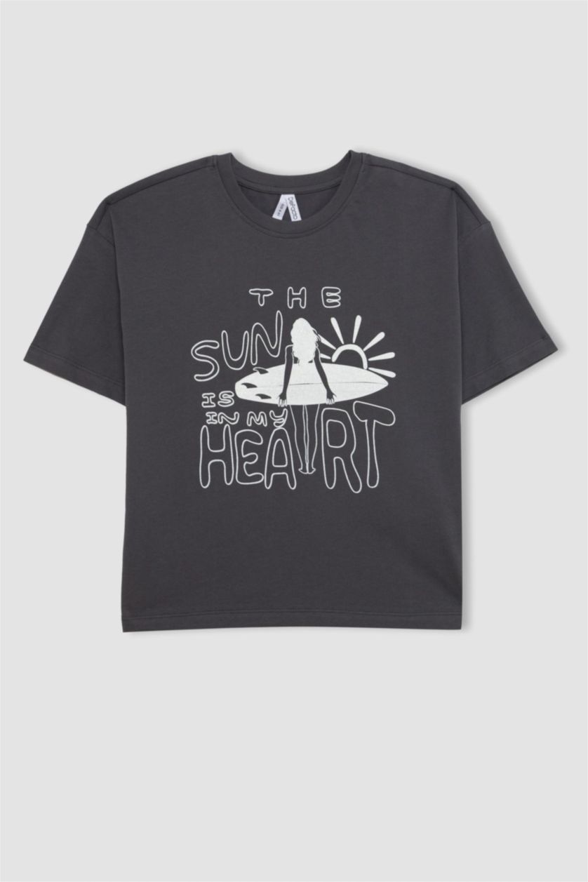 بنات أنثرا تيشيرت بناتي نص كم قصة مريحة