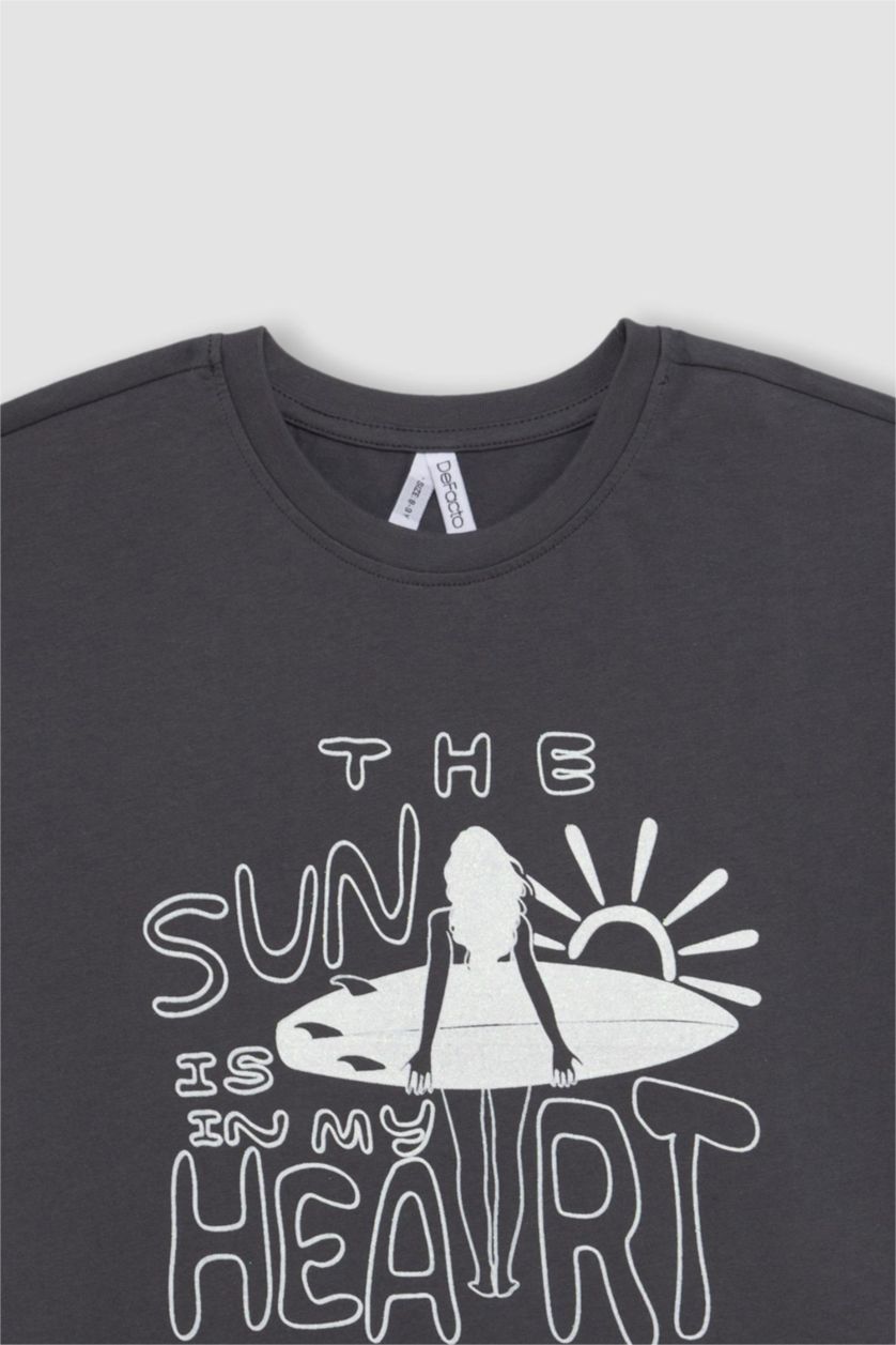 بنات أنثرا تيشيرت بناتي نص كم قصة مريحة