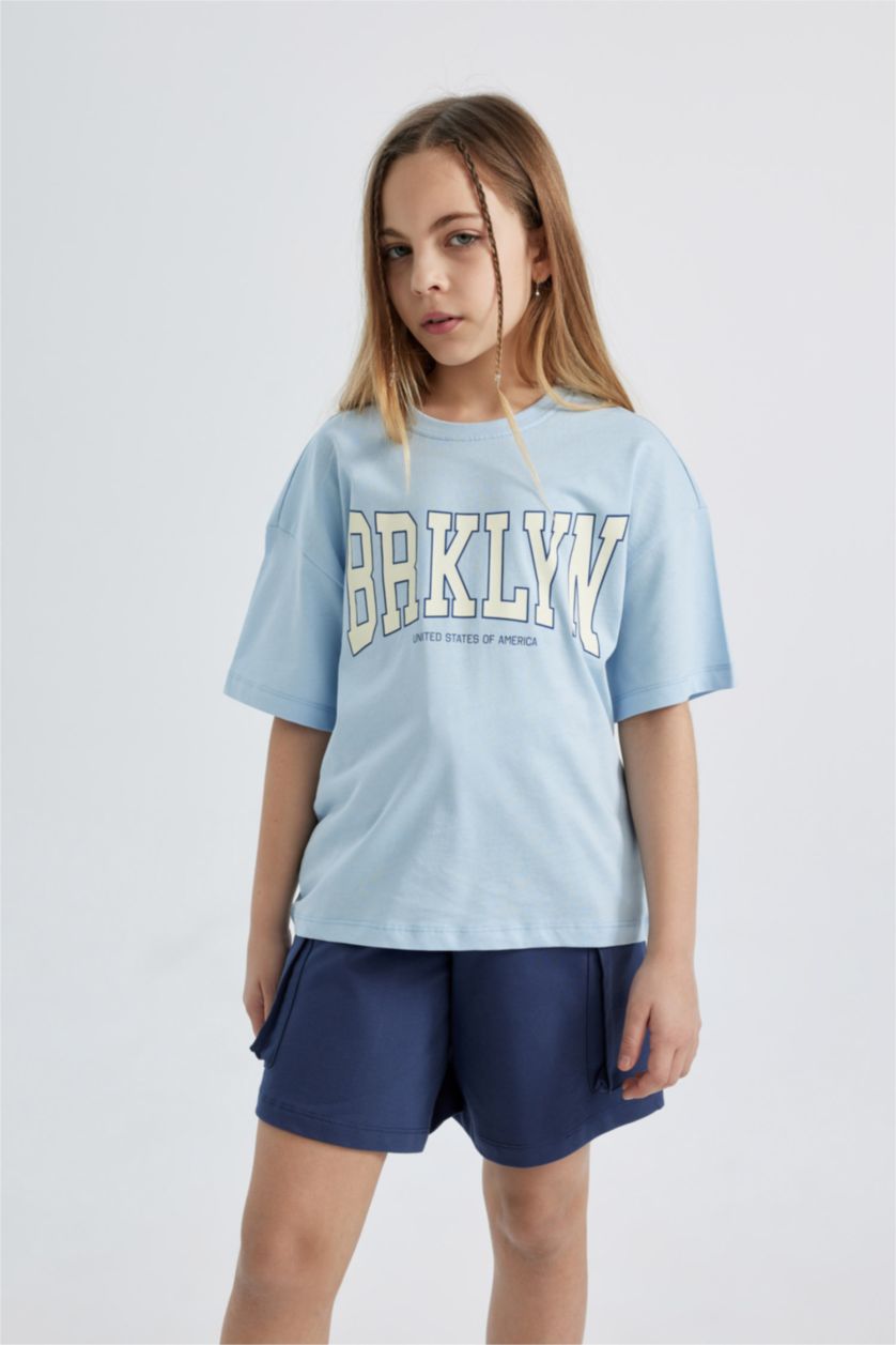 GIRLS & TEENS Light Blue Girl Relax Fit Short Sleeve T-Shirt