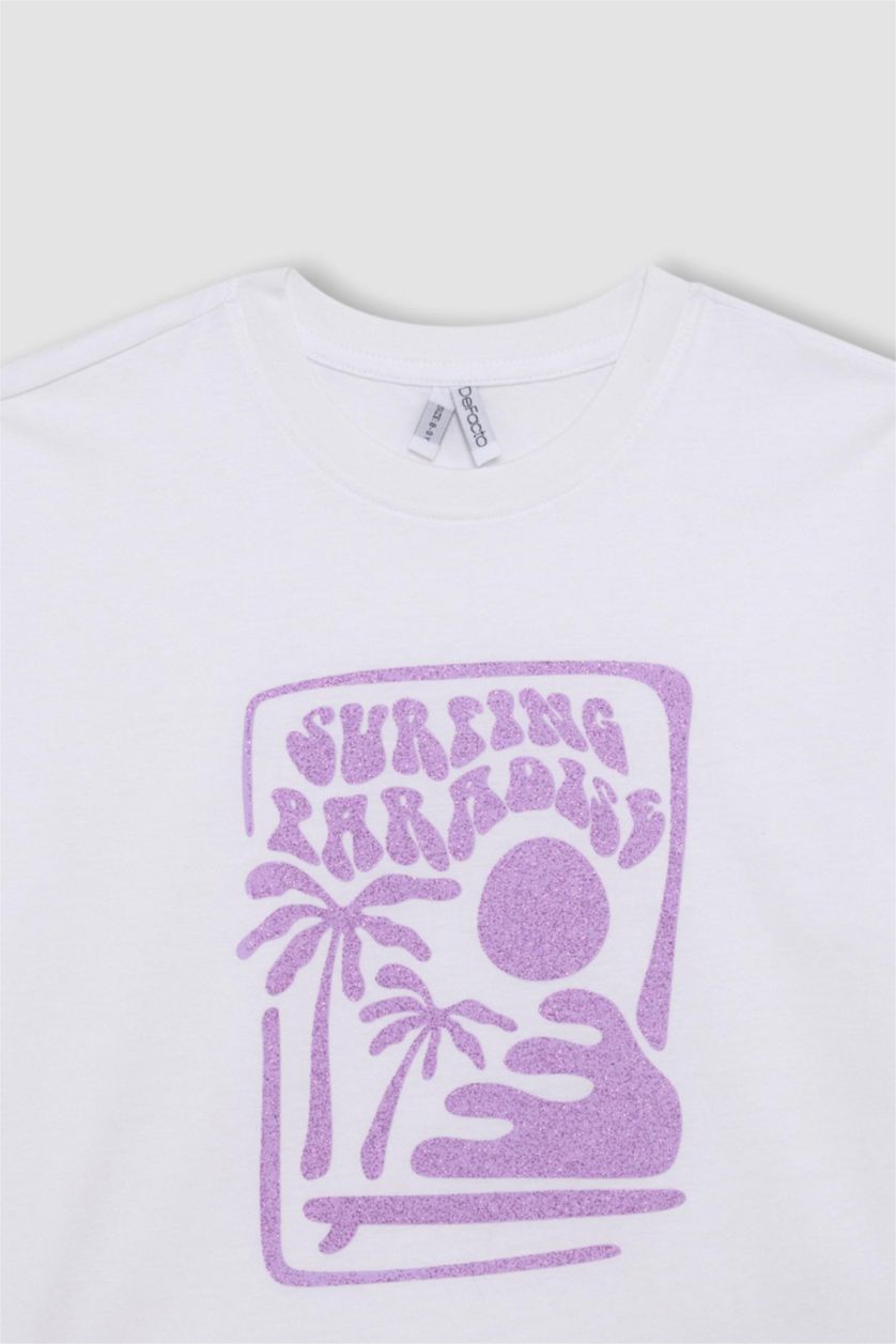 بنات أبيض تيشيرت بناتي نص كم قصة مريحة