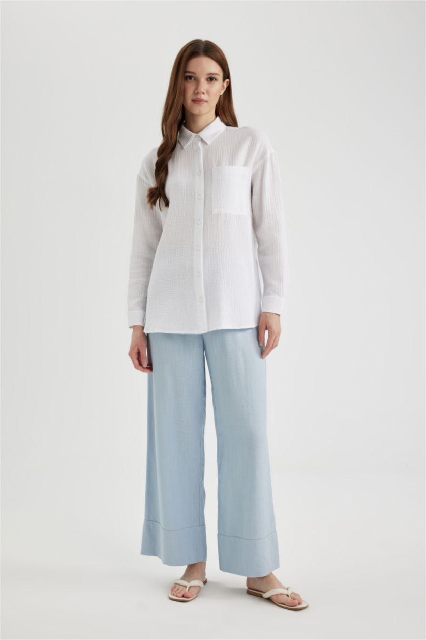 Женщины Светло-синий Брюки палаццо