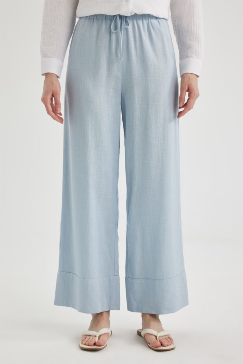 Женщины Светло-синий Брюки палаццо