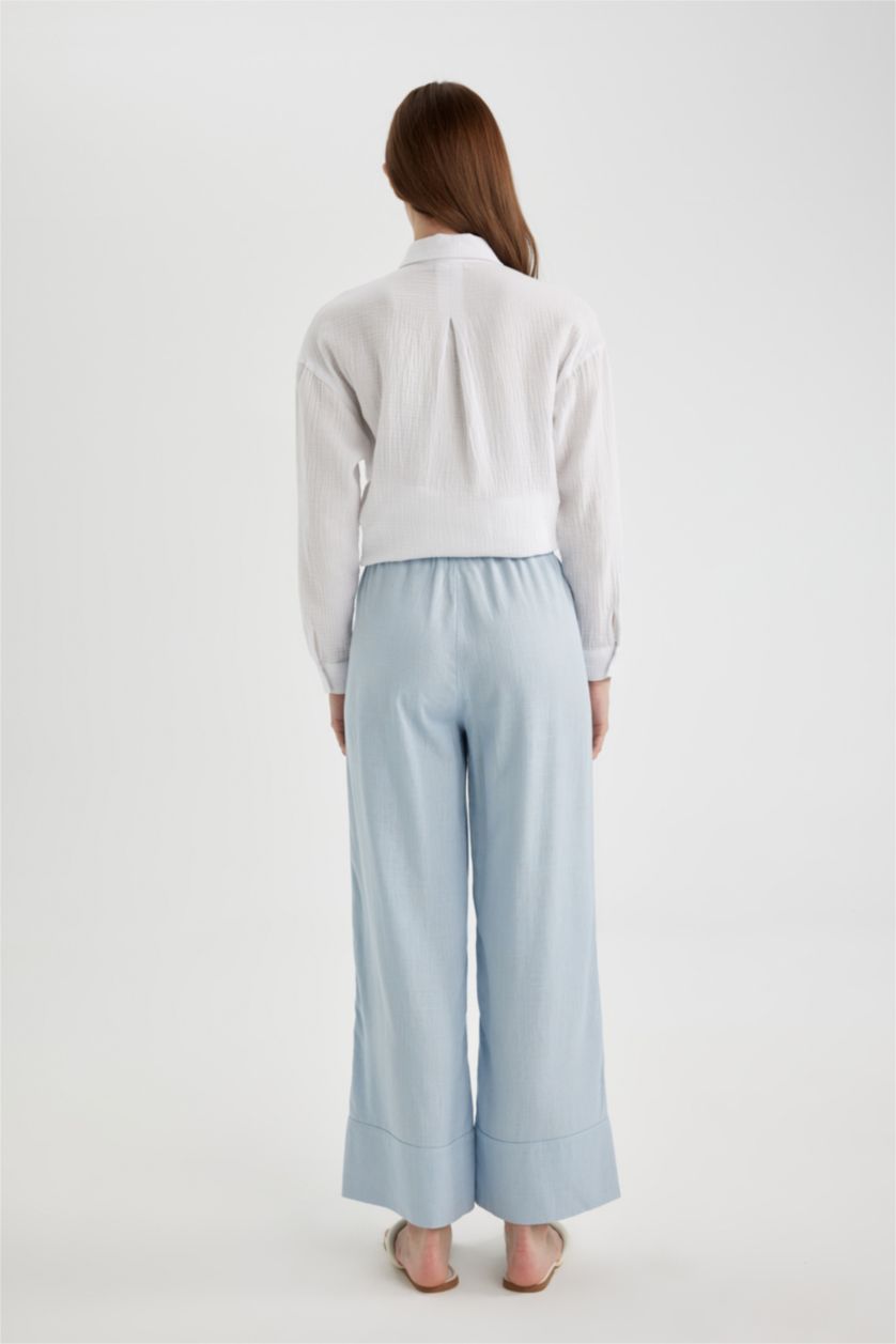 Женщины Светло-синий Брюки палаццо