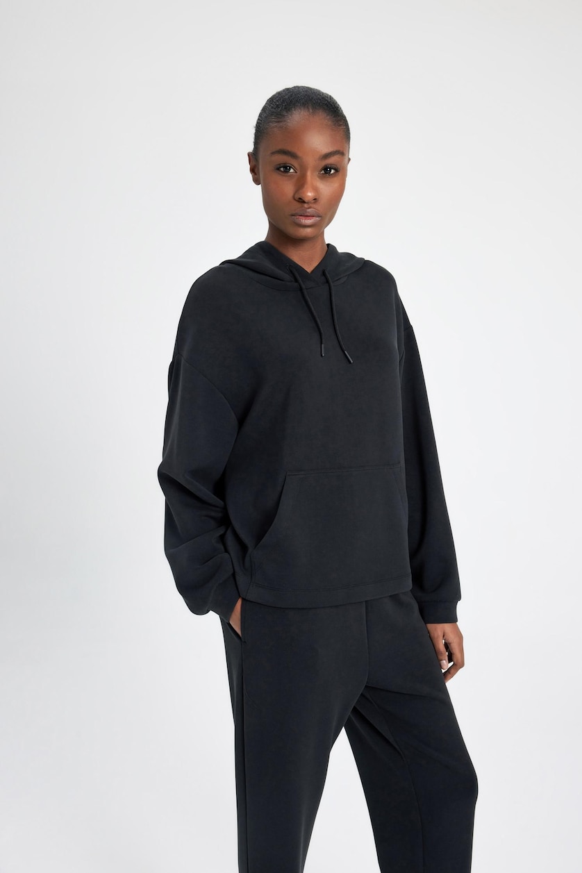 Women Black Oversize Fit modal Sweatshirt