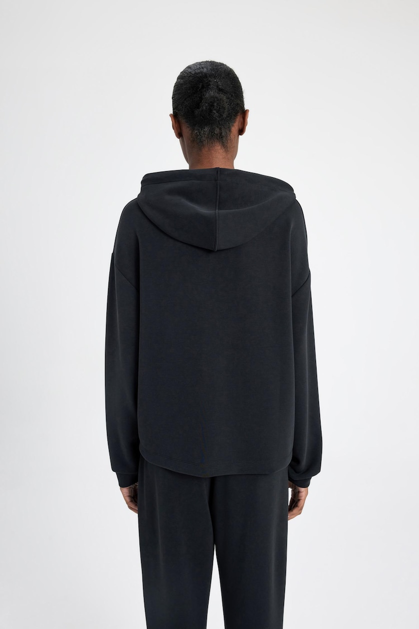 Women Black Oversize Fit modal Sweatshirt