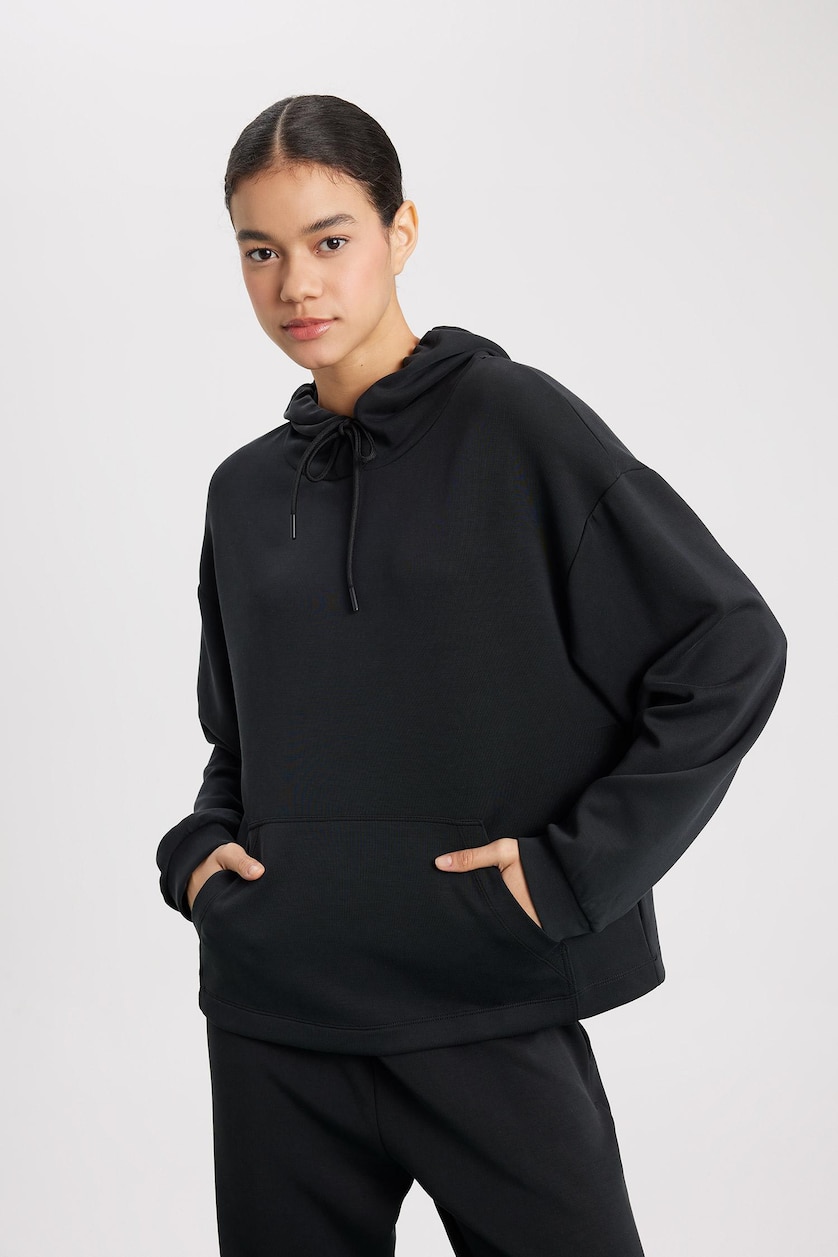 Women Black Oversize Fit modal Sweatshirt