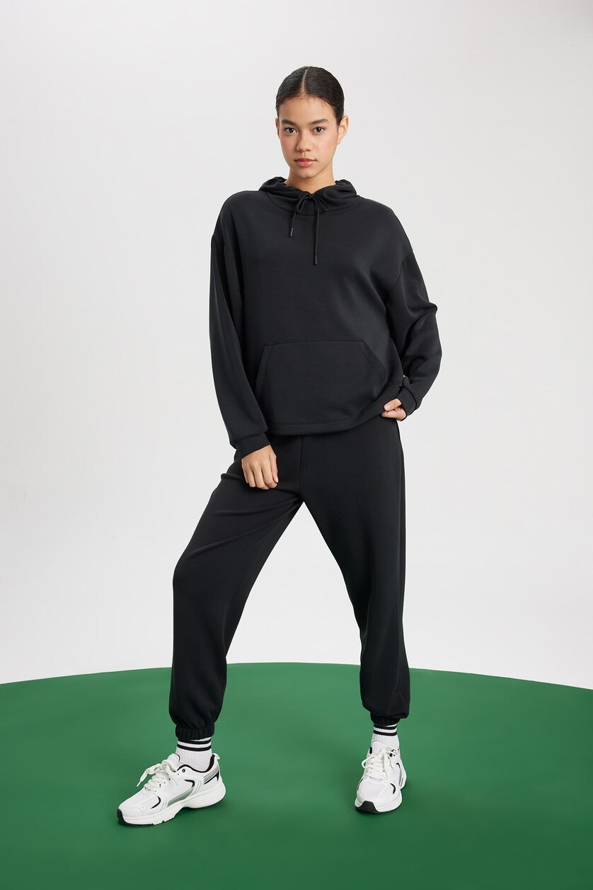 Women Black Oversize Fit modal Sweatshirt