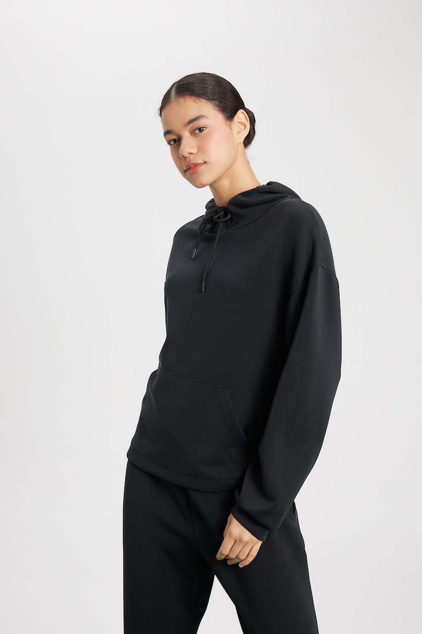 Women Black Oversize Fit modal Sweatshirt