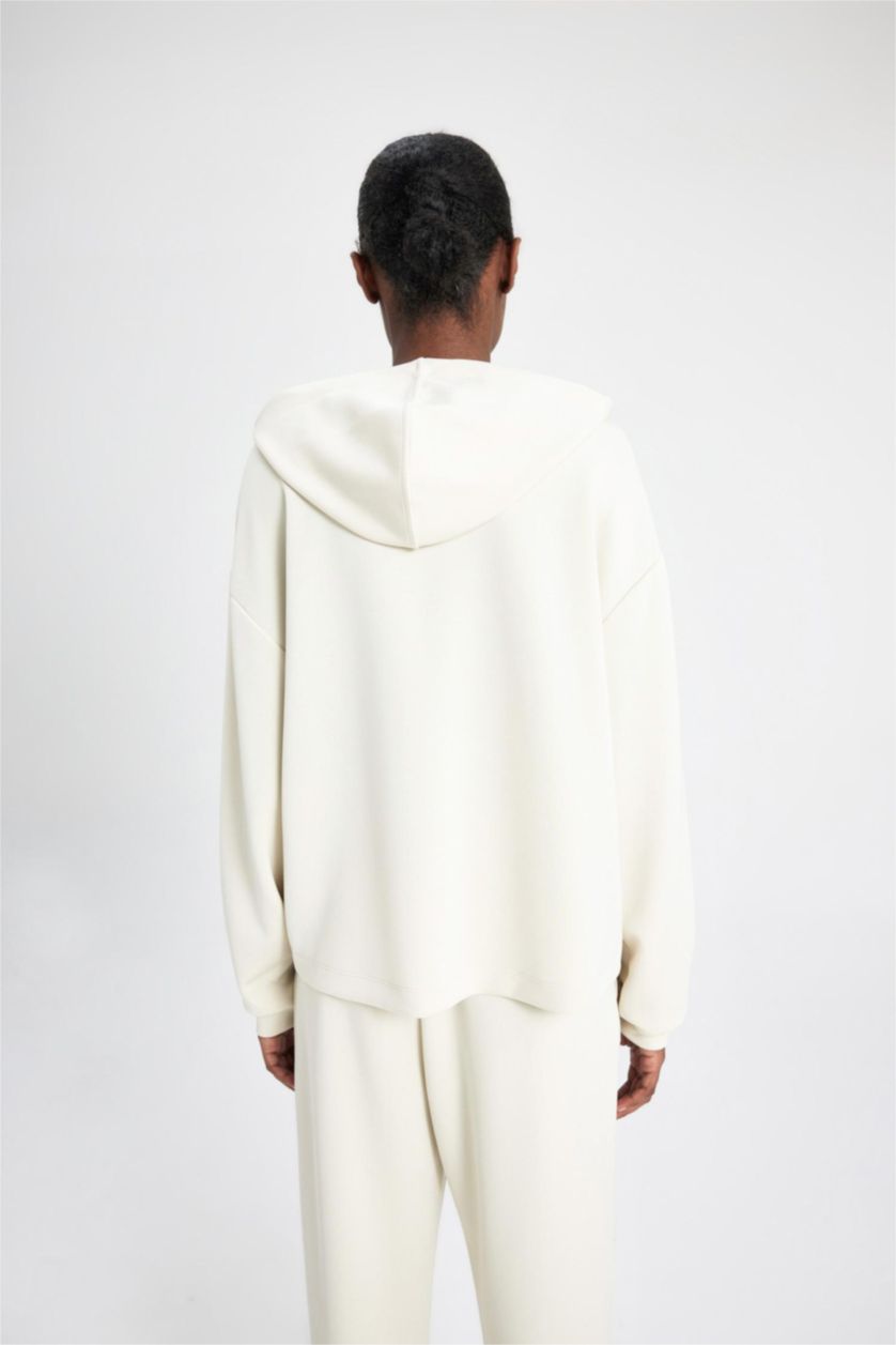 Kadın Ekru Oversıze Modal Sweatshirt