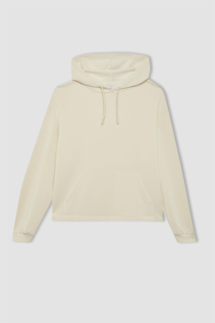 Kadın Ekru Oversıze Modal Sweatshirt
