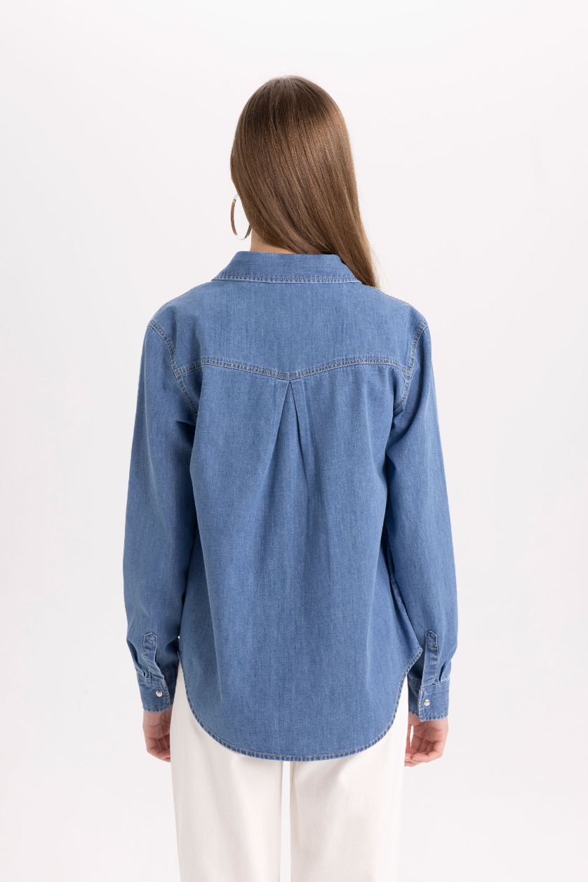 FEMME Bleu Chemise Jean coupe régulière