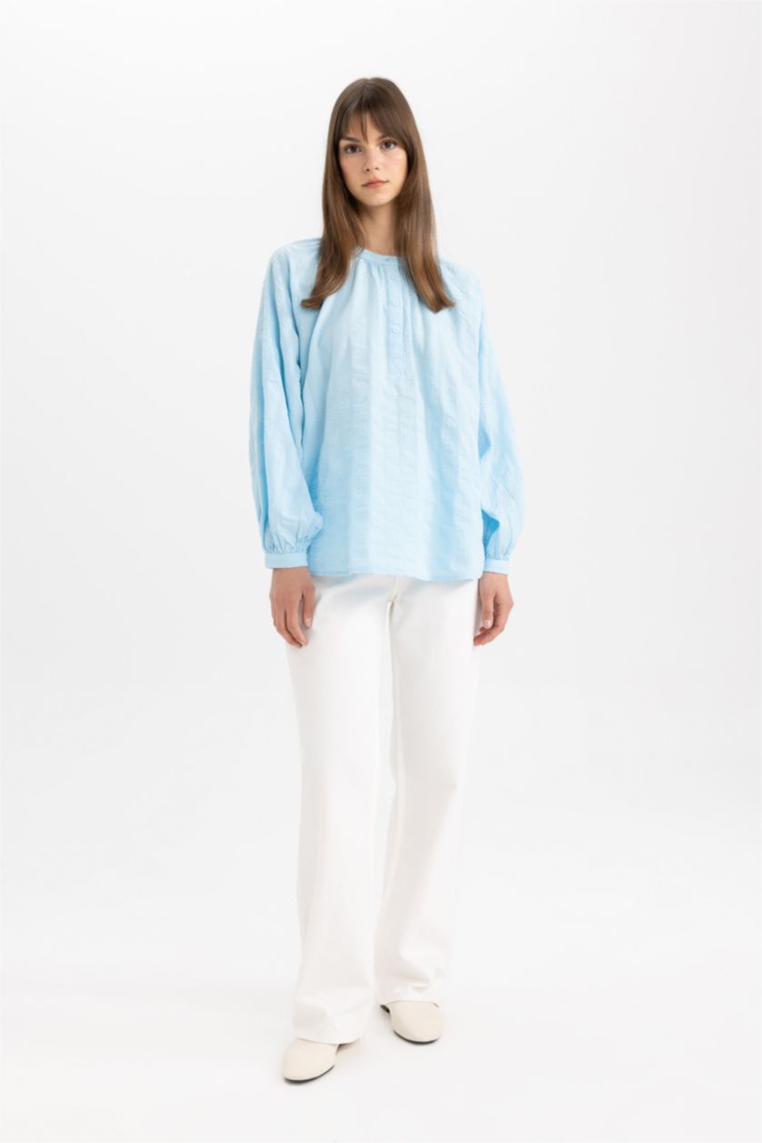 نساء فيروزي فاتح تونيك كم طويل جاكار قصة مريحة