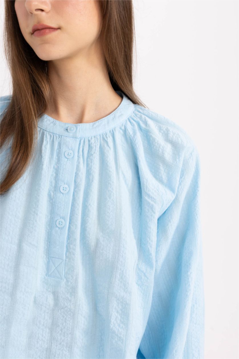 نساء فيروزي فاتح تونيك كم طويل جاكار قصة مريحة