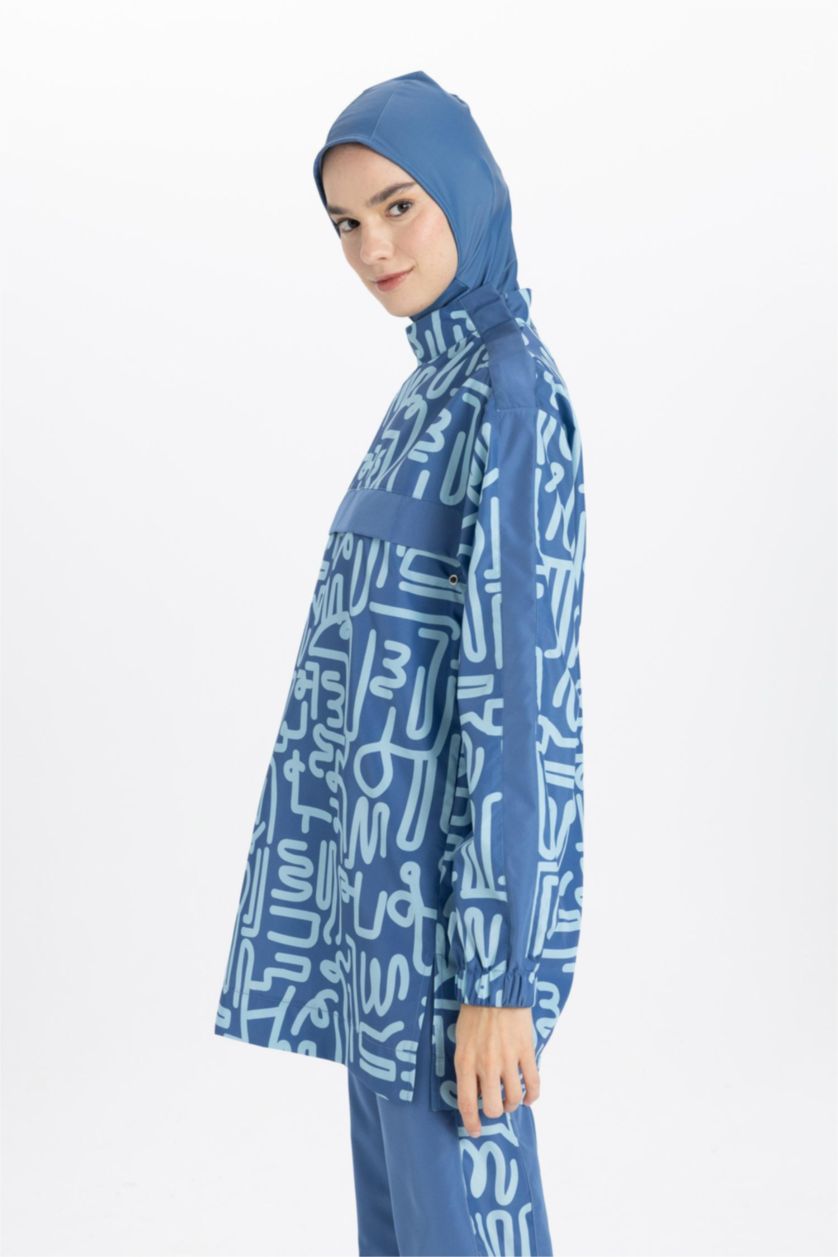FEMME Bleu Foncé Ensemble de Maillots de Bain 3 Pièces Burkini Hijab à Motifs