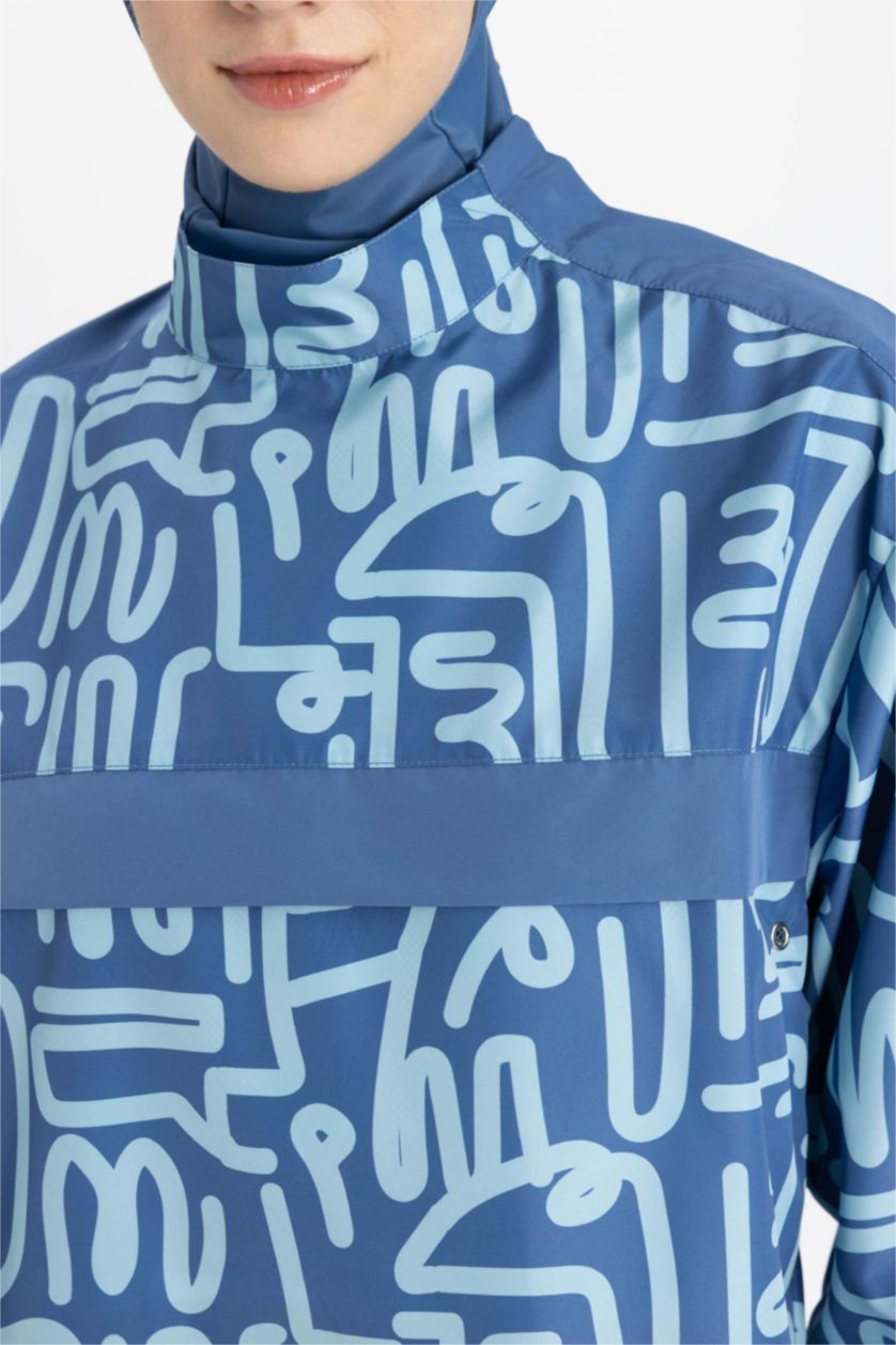 FEMME Bleu Foncé Ensemble de Maillots de Bain 3 Pièces Burkini Hijab à Motifs