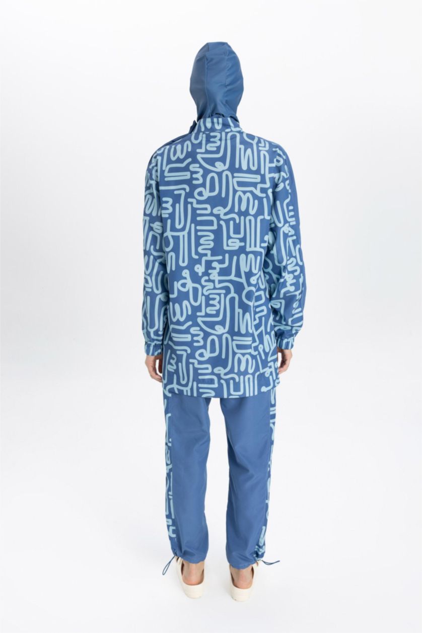 FEMME Bleu Foncé Ensemble de Maillots de Bain 3 Pièces Burkini Hijab à Motifs