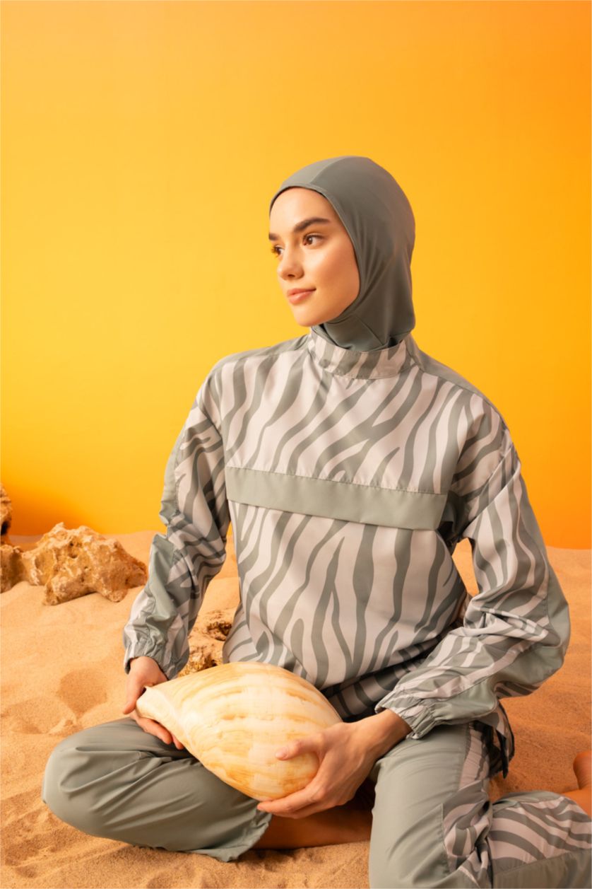 حريمي أخضر فاتح طقم بوركيني محجبات قصة عادية - 3 قطع