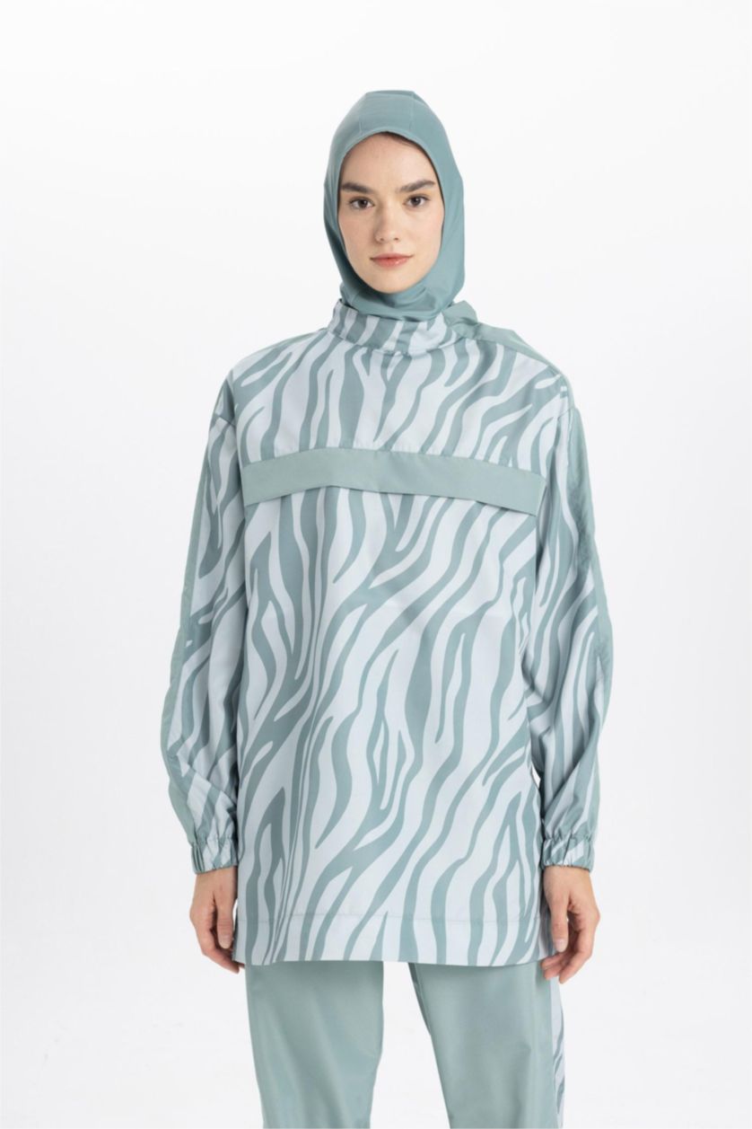 حريمي أخضر فاتح طقم بوركيني محجبات قصة عادية - 3 قطع