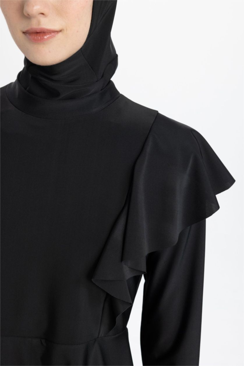 FEMME Noir Maillot de Bain Coupe Régulière Burkini Hijab - 4 Pièces