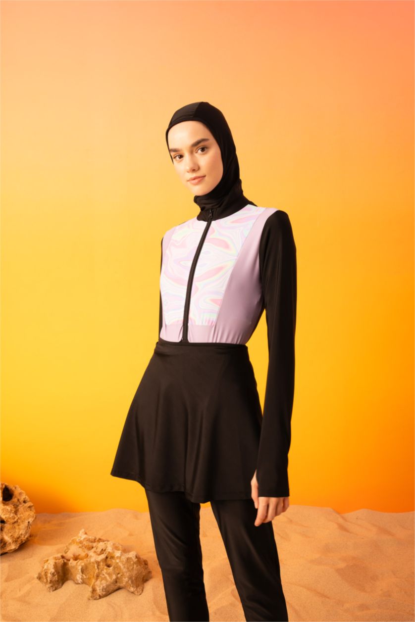 WOMAN Black Regular Fit 4 Piece Burkini Set