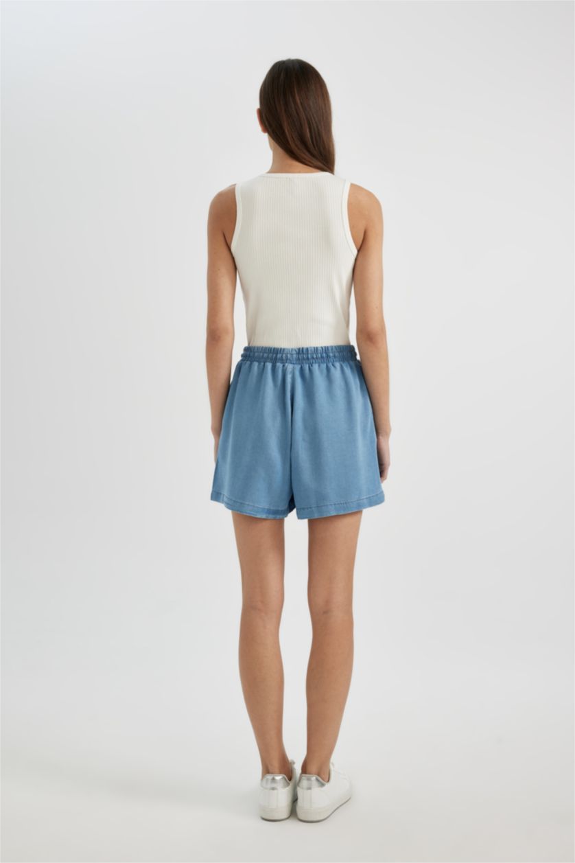 Woman Blue High Waist Jean Shorts