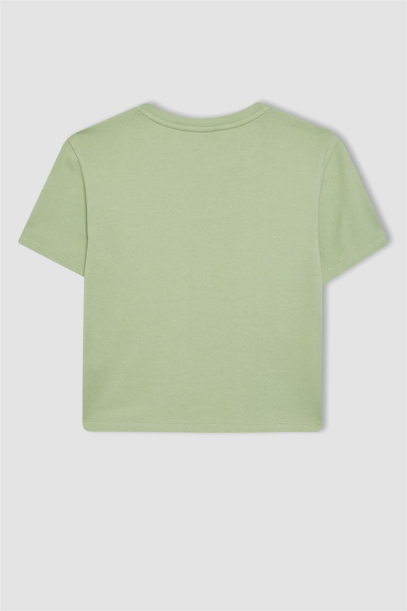 Женская Зеленый Футболка с коротким рукавом и принтом