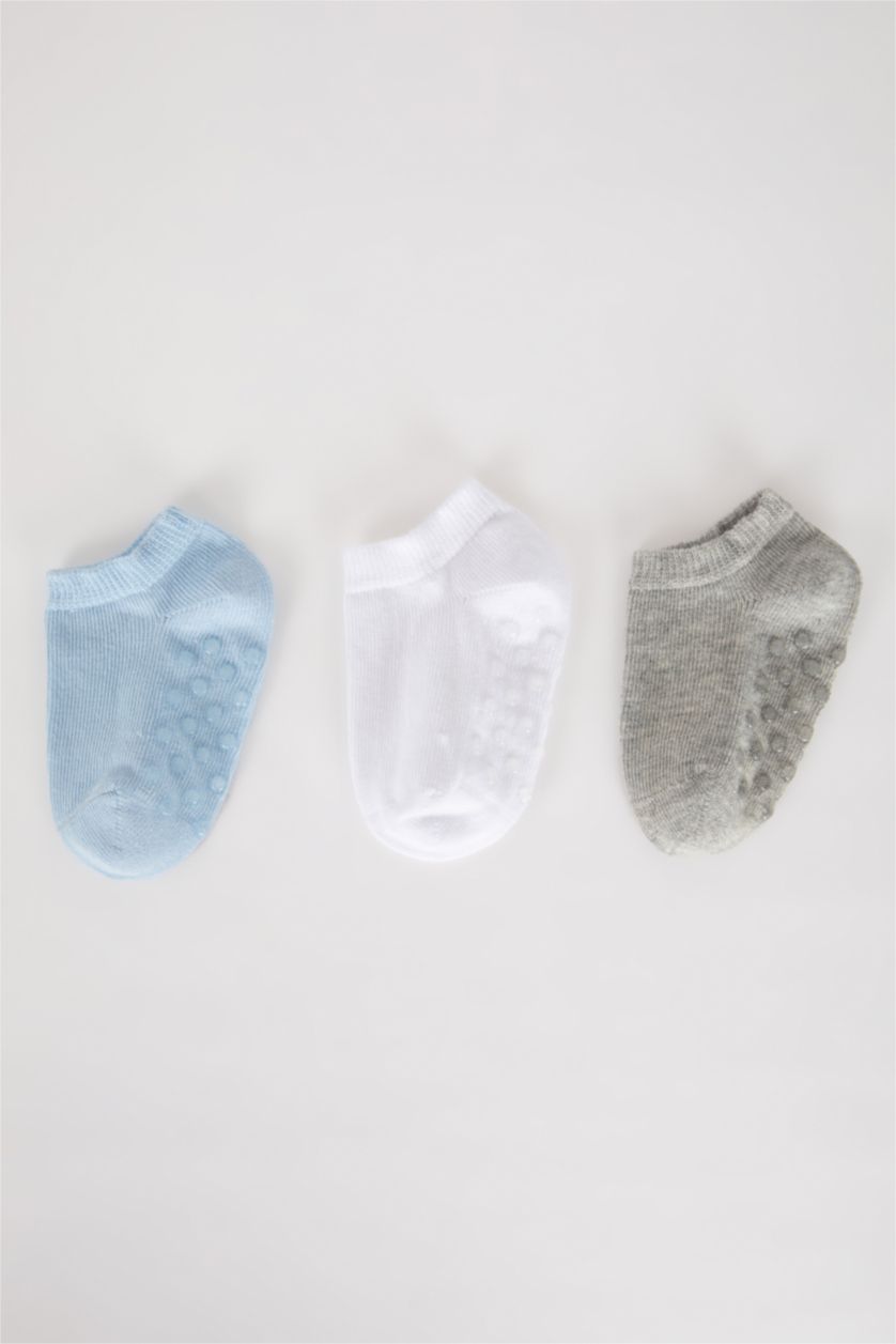 Erkek Bebek Yumuşak Kaydırmaz Taban 3'lü Pamuklu Patik Çorap Erkek Bebek
