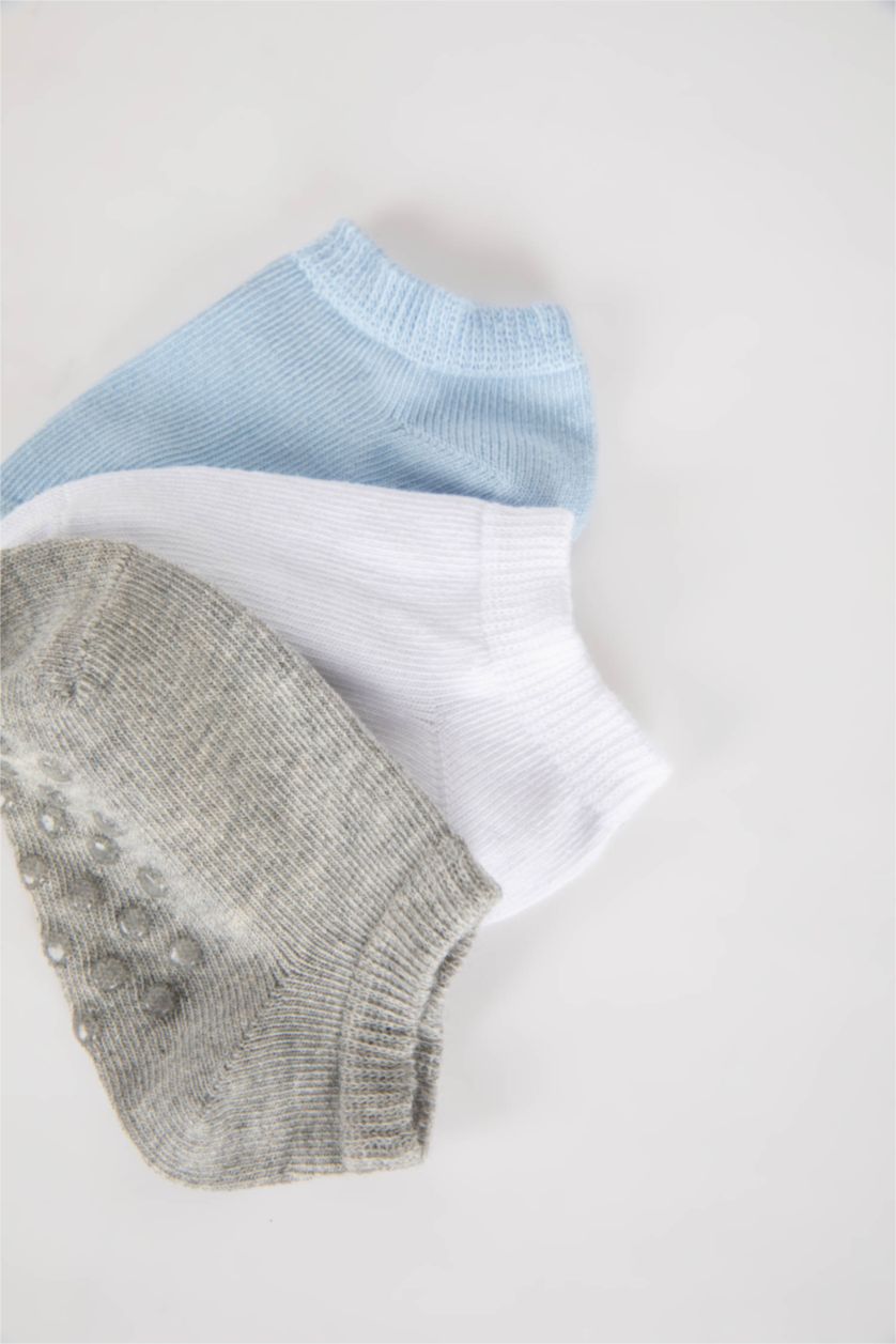 Erkek Bebek Yumuşak Kaydırmaz Taban 3'lü Pamuklu Patik Çorap Erkek Bebek