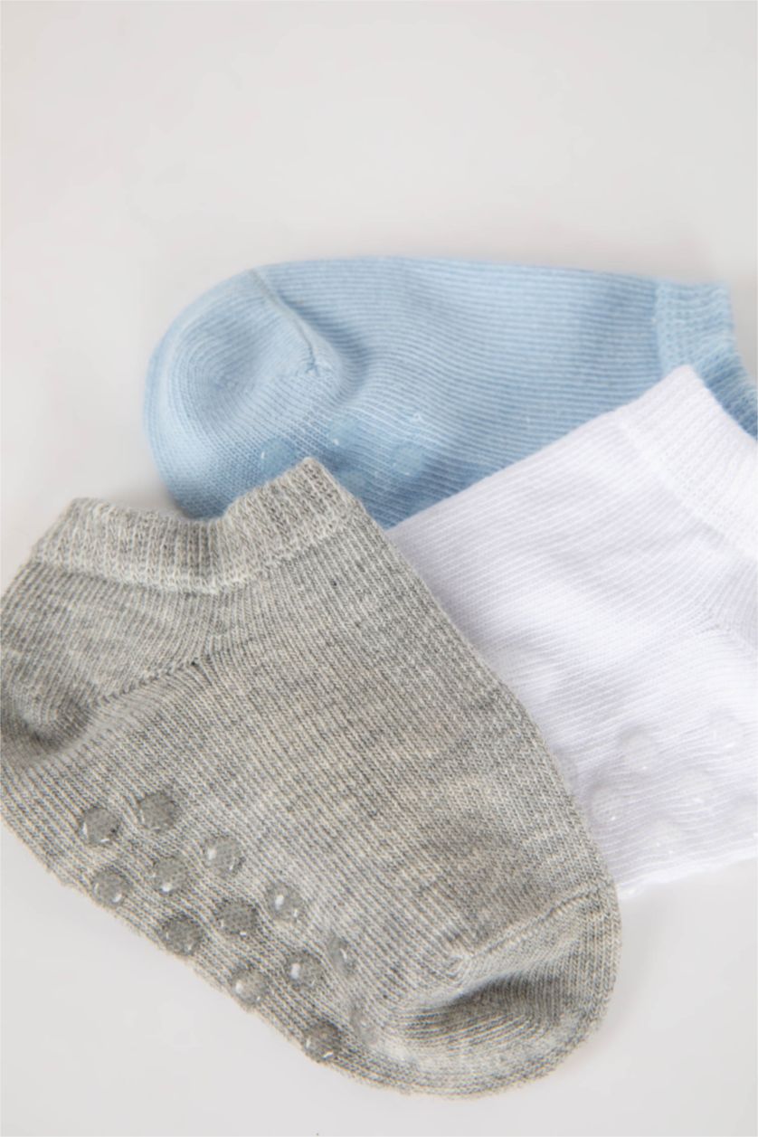 Erkek Bebek Yumuşak Kaydırmaz Taban 3'lü Pamuklu Patik Çorap Erkek Bebek