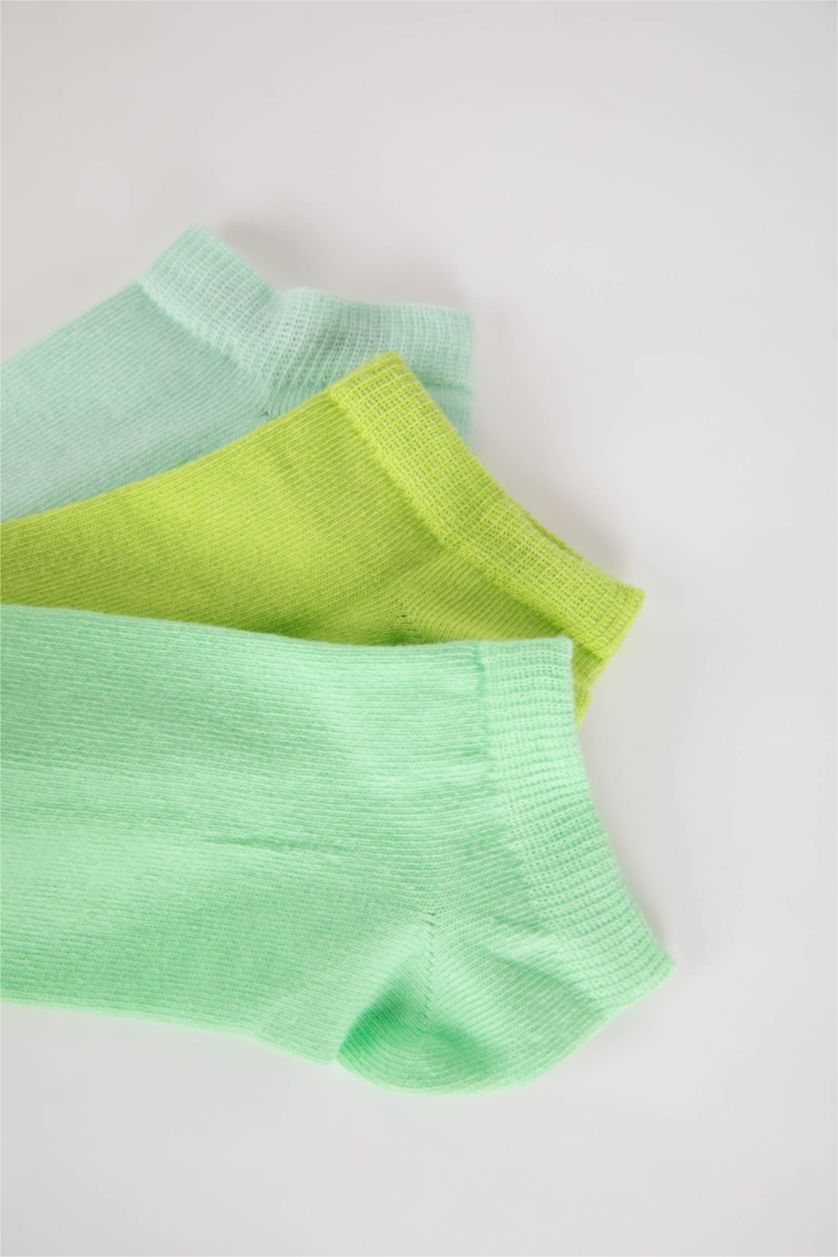 Kız Çocuk - Genç Kız Açık Neon Yeşil 3'lü Pamuklu Soket Çorap Kız Çocuk