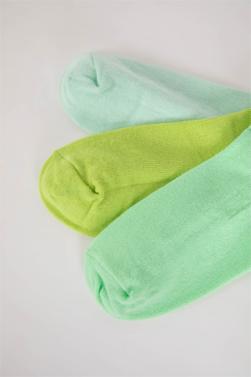 Kız Çocuk - Genç Kız Açık Neon Yeşil 3'lü Pamuklu Soket Çorap Kız Çocuk