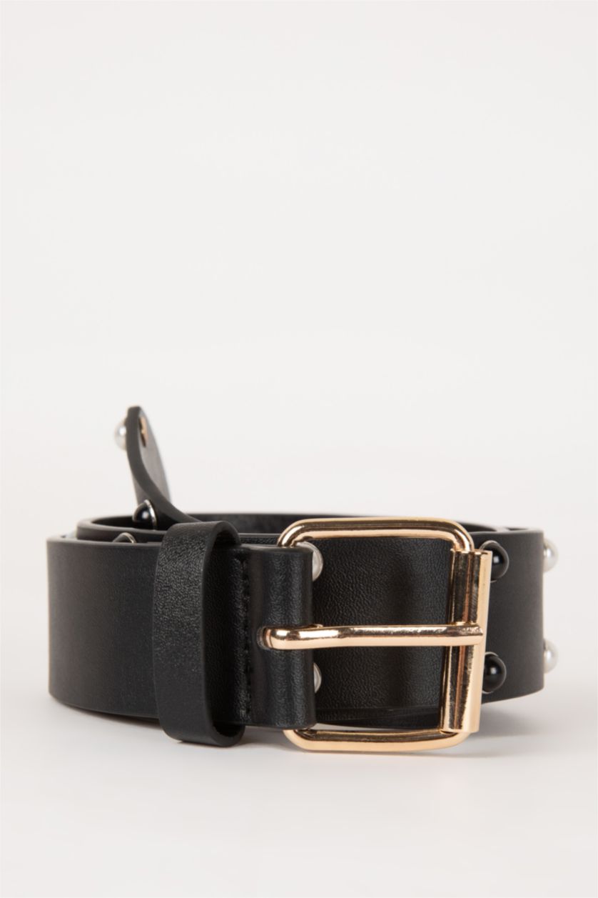 FEMME Noir Ceinture en Similicuir classique pour Femme