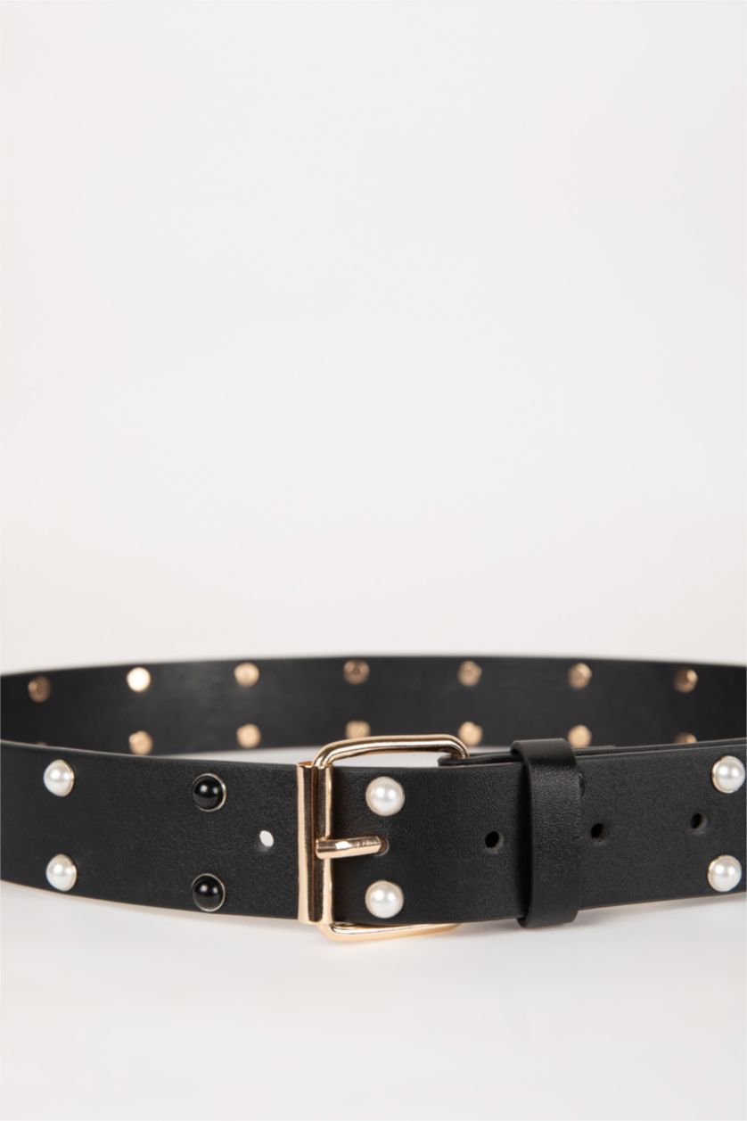 FEMME Noir Ceinture en Similicuir classique pour Femme