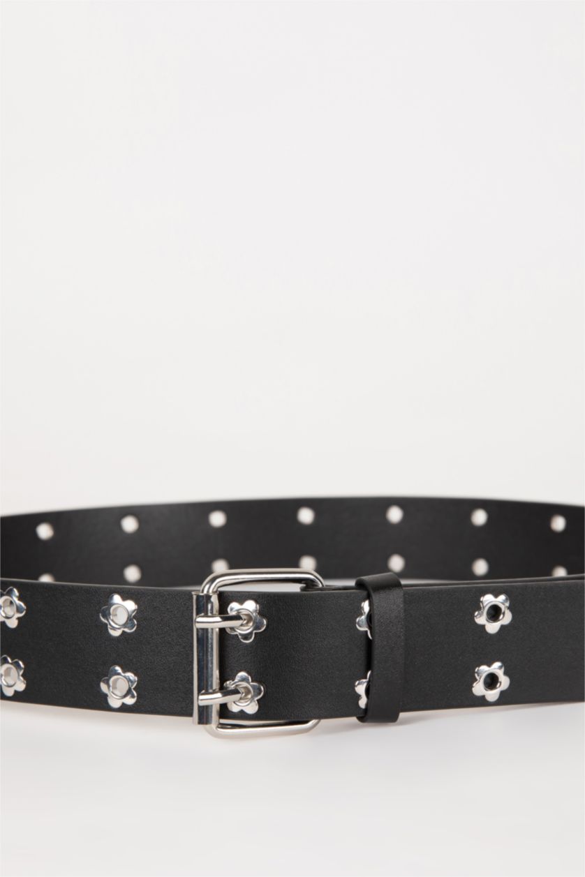 نساء أسود حزام كلاسيكي نسائي جلد صناعي