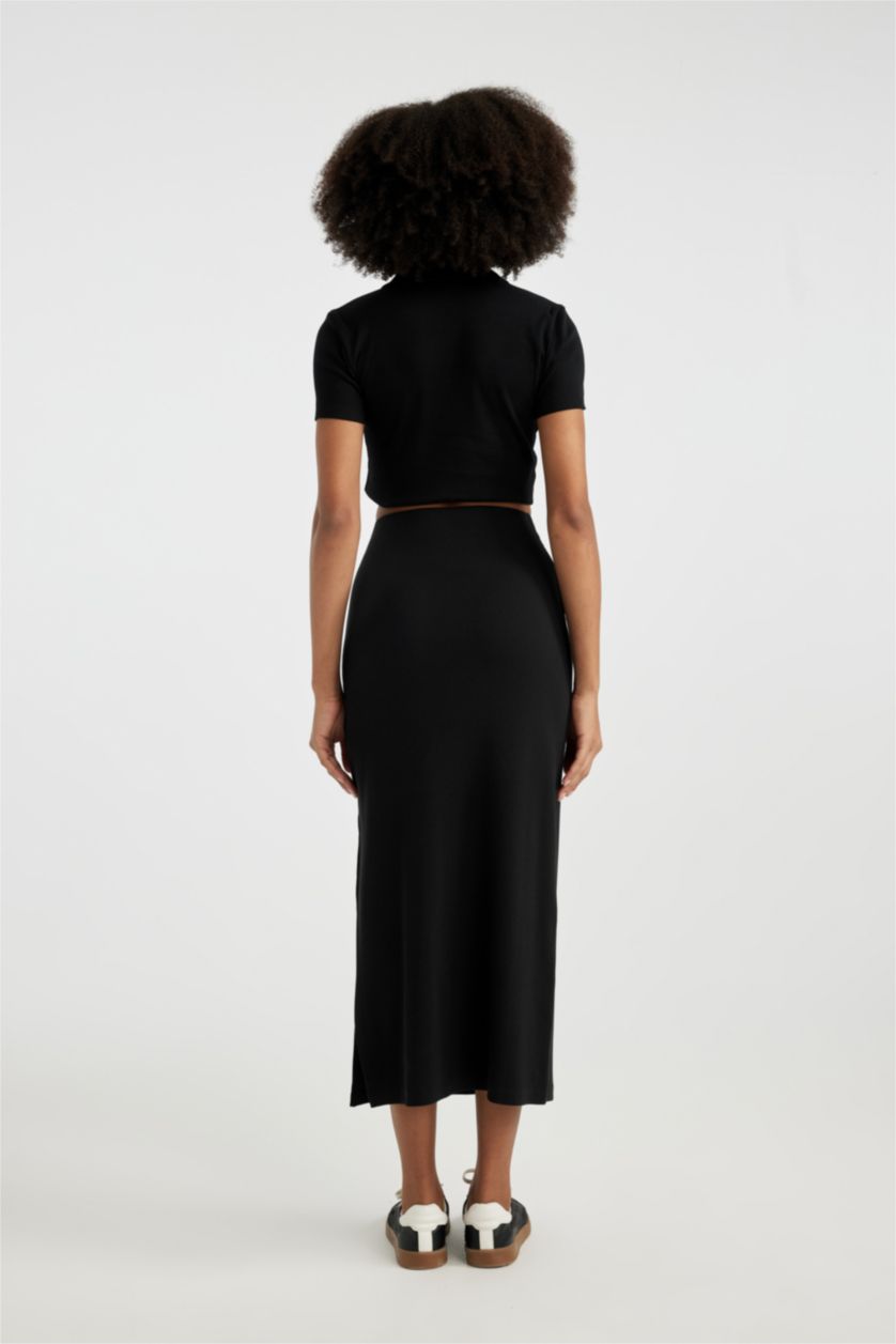 WOMAN Black Slim Fit Camisole Maxi Knitted Skirt